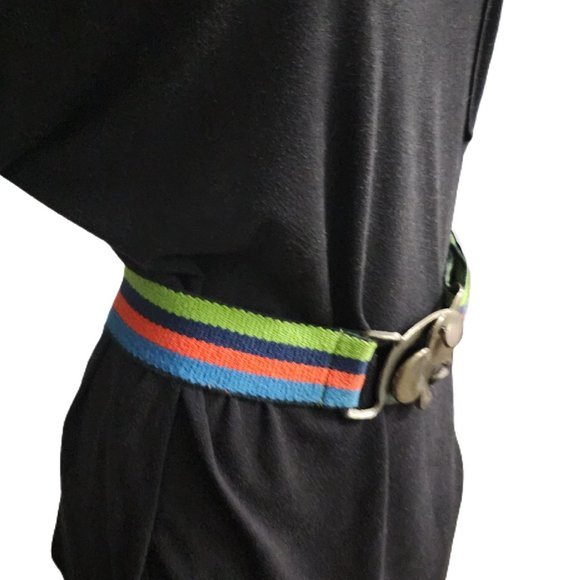 Vintage Rainbow Striped Belt Metal Interlocking Buckle Unique Retro Unisex M L main image 6